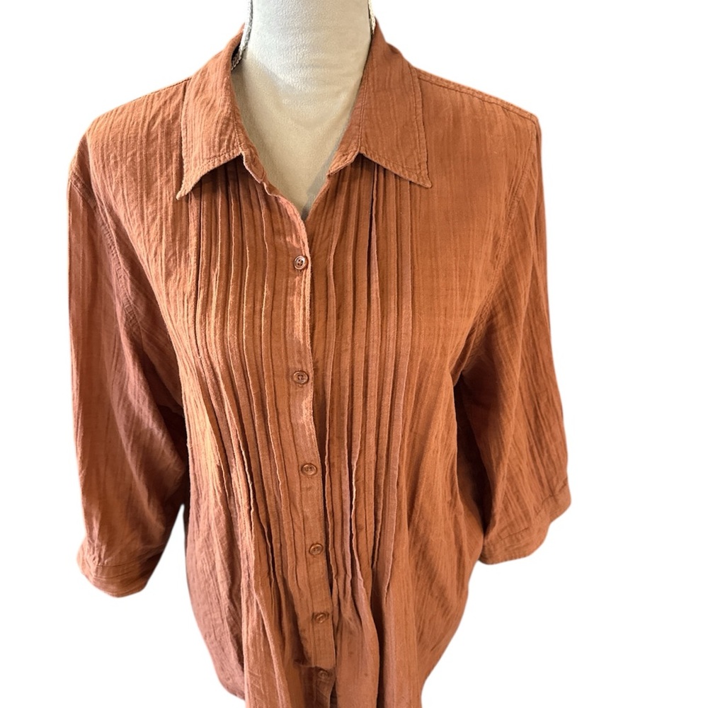 100% cotton Chico's Additions Button-Down Shirt